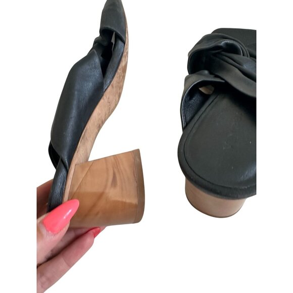 VINCE Black Leather Knot Sandals Heels Size US 8 / EUR 38 - Picture 6 of 9